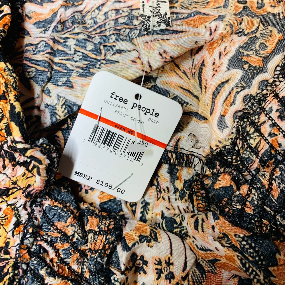 Free People Orange Gold Asymmetrical Sundress Spaghetti Strap - Picture 7 of 9